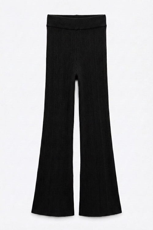 Ribbed Knit Trousers Black