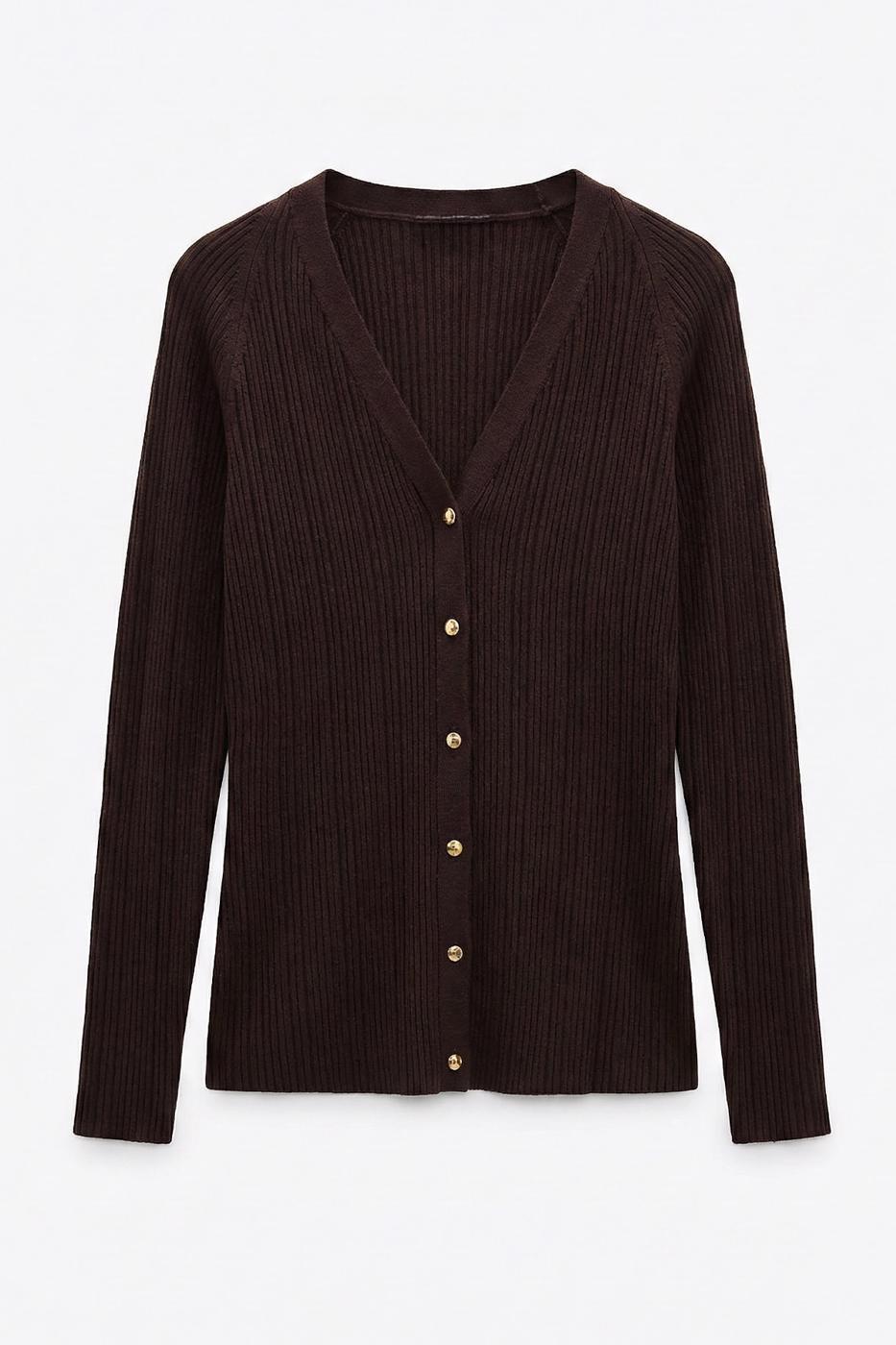 Ribbed Knit Top Brown