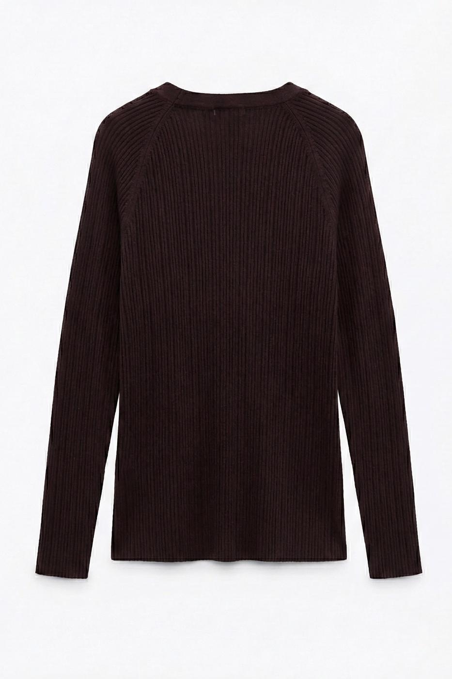 Ribbed Knit Top Brown