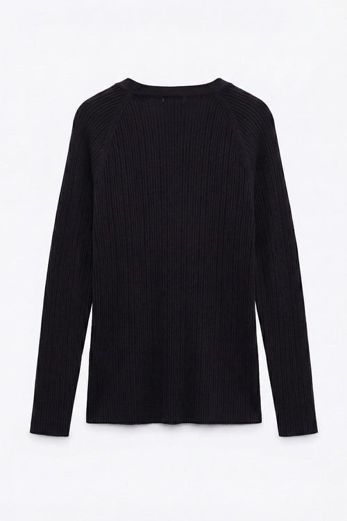 Ribbed Knit Top Black