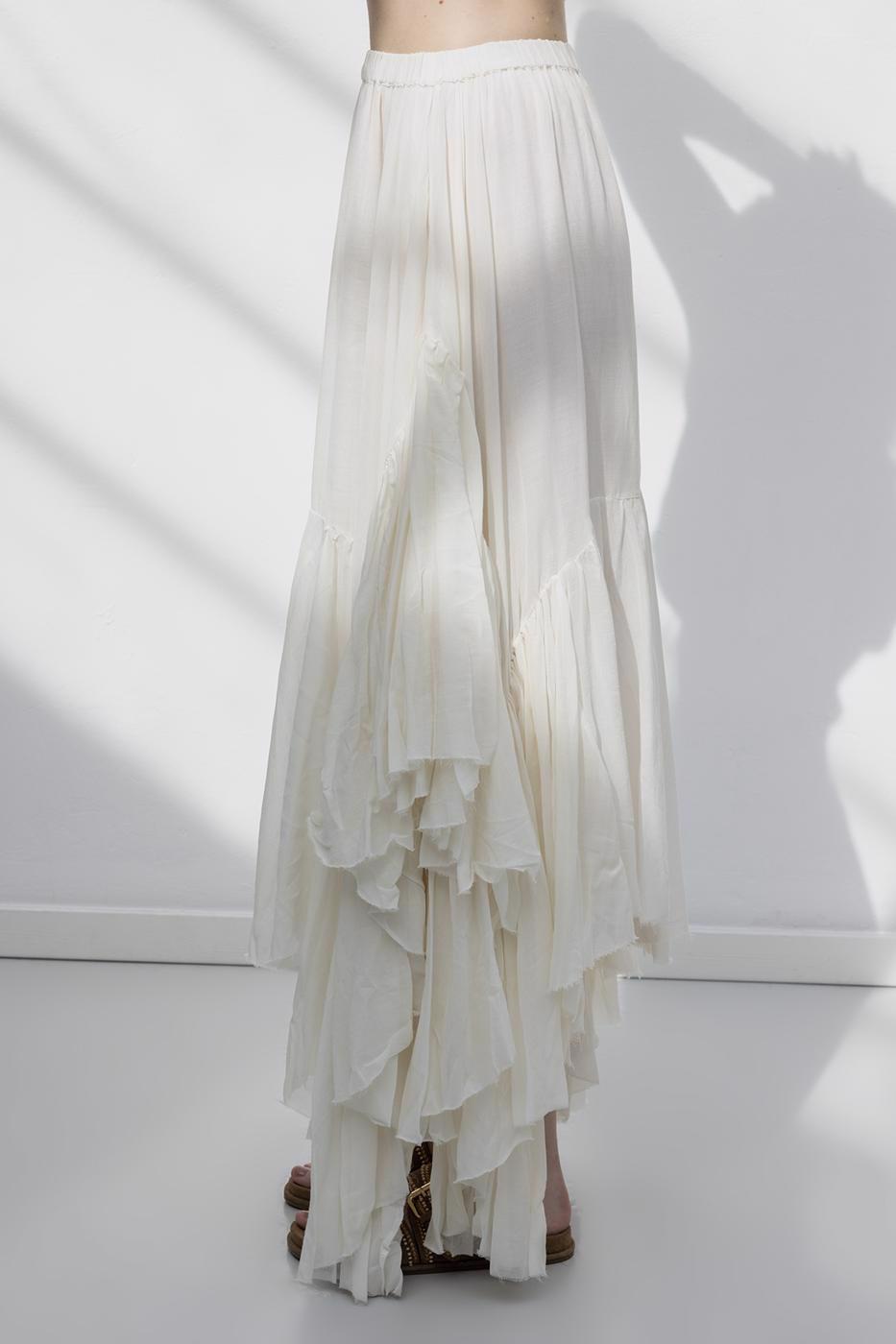 Handkerchief Skirt Detail Midi Skirt Ecru