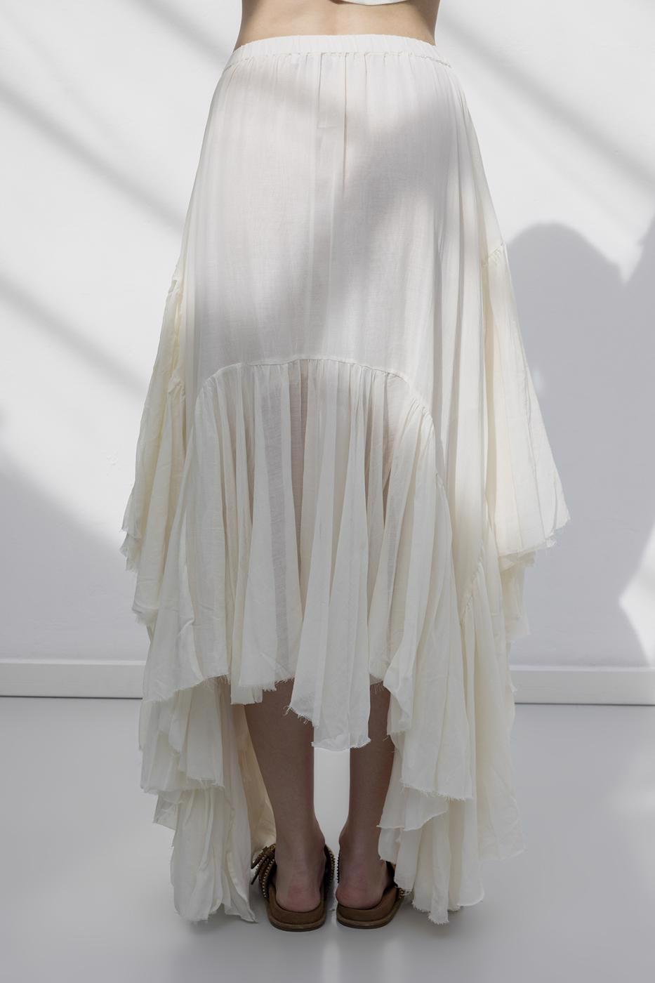 Handkerchief Skirt Detail Midi Skirt Ecru
