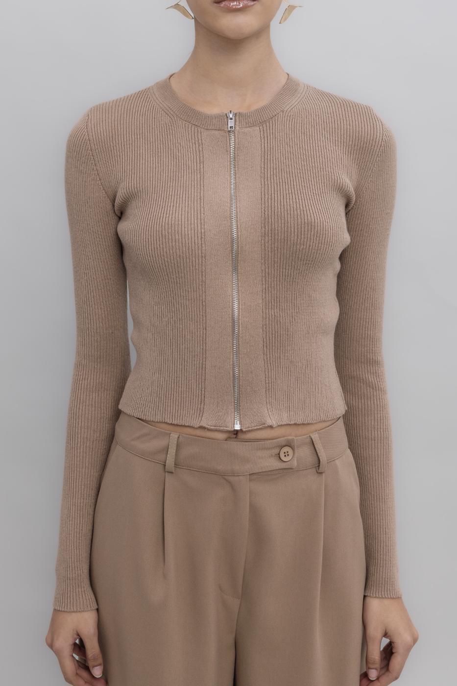Metal Zipper Knit Top