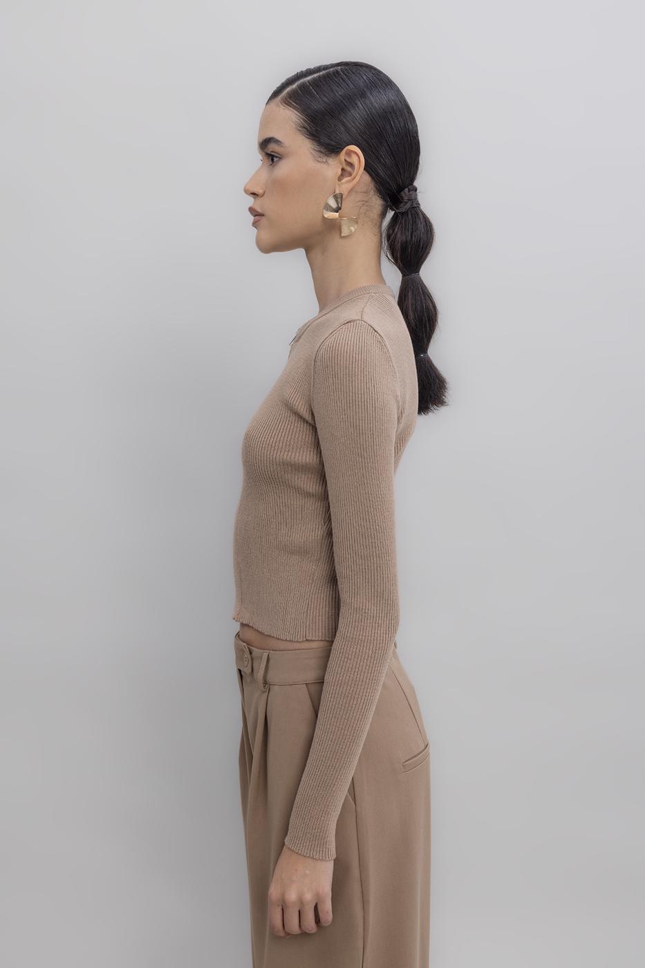 Metal Zipper Knit Top