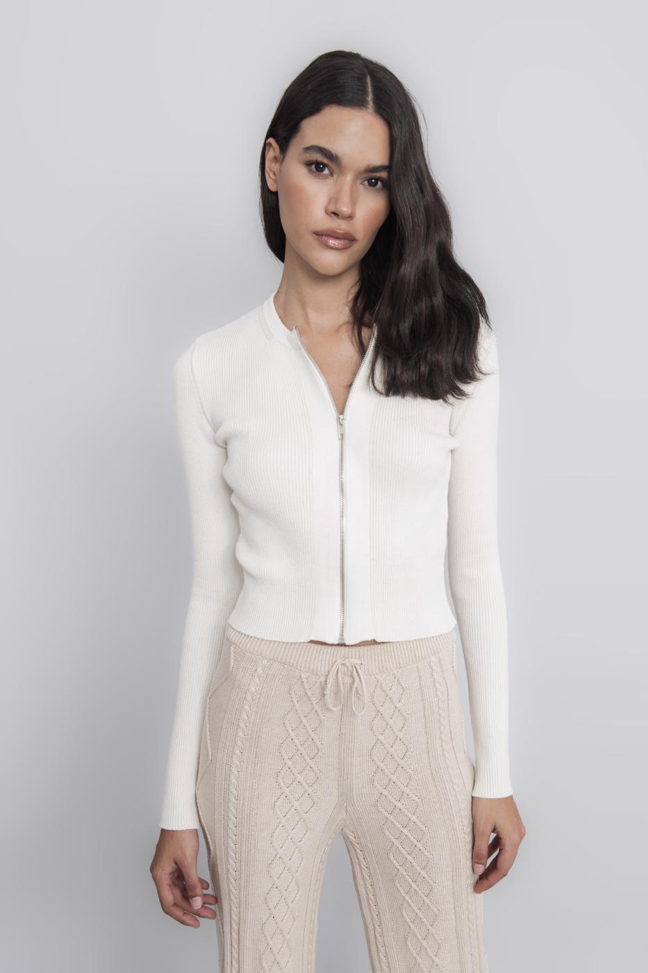 Metal Zipper Knit Top