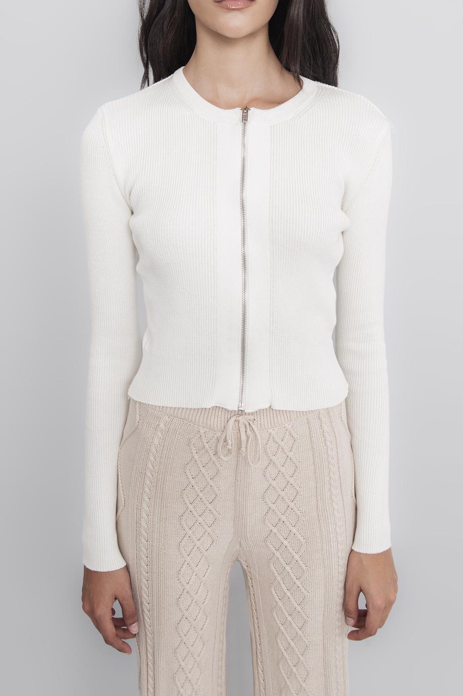 Metal Zipper Knit Top