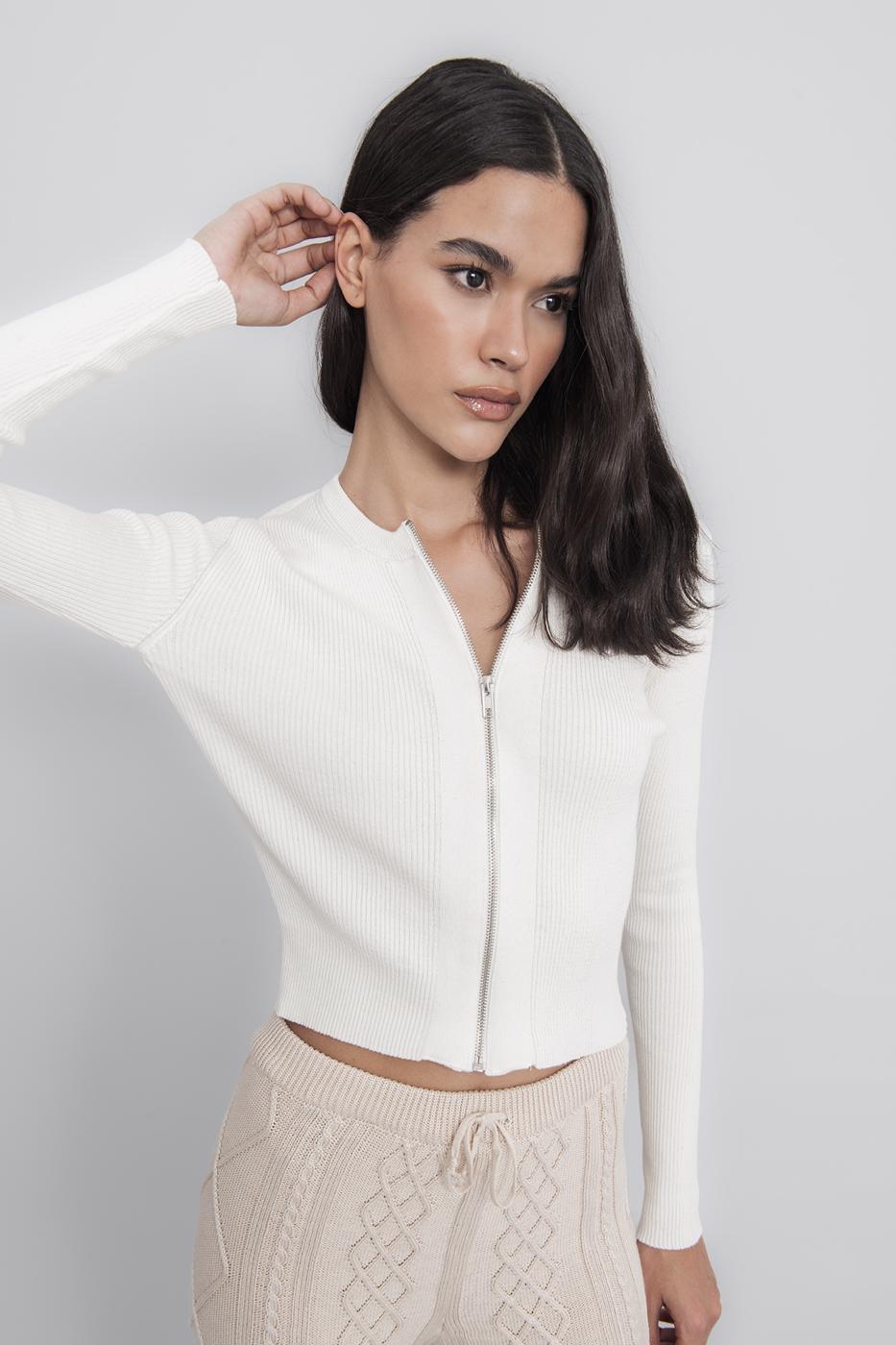 Metal Zipper Knit Top