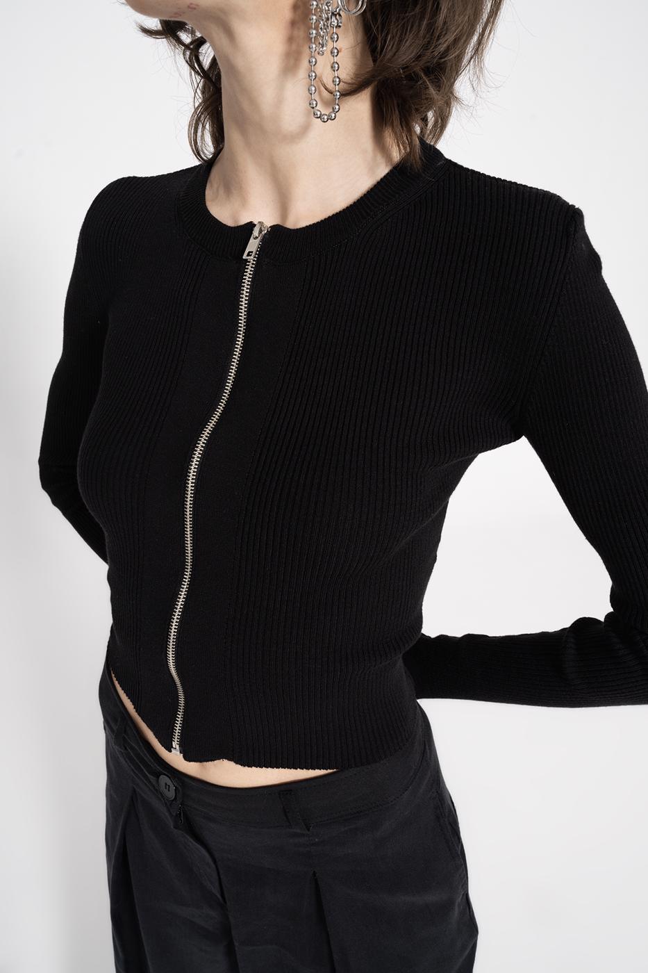 Metal Zipper Knit Top