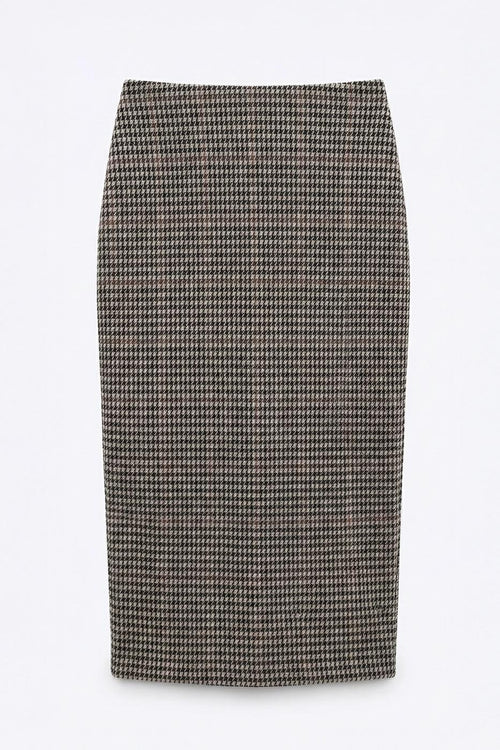 Midi Pencil Skirt Brown