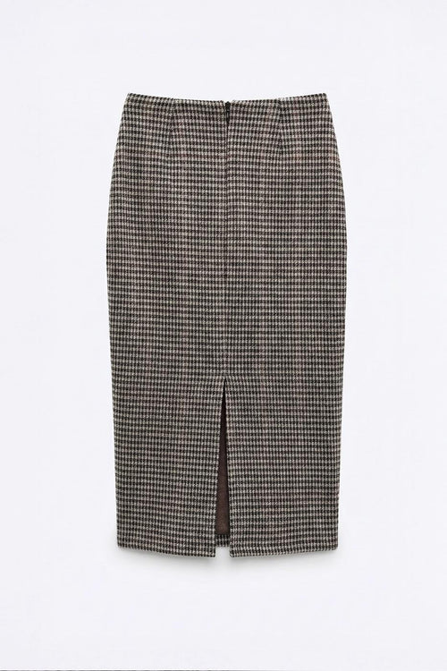Midi Pencil Skirt Brown
