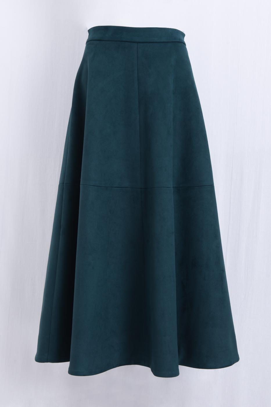 Midi Flared Skirt Green