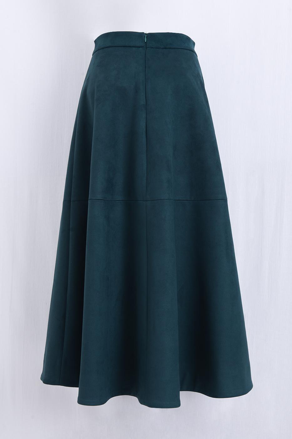 Midi Flared Skirt Green