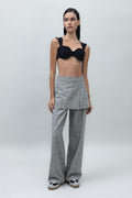 Skirt Detailed Palazzo Pants Grey