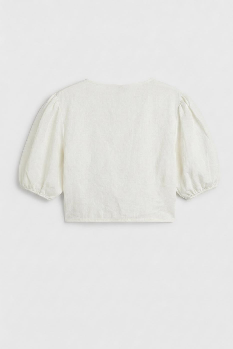 Modal Tie Detailed Crop Blouse Off whıte