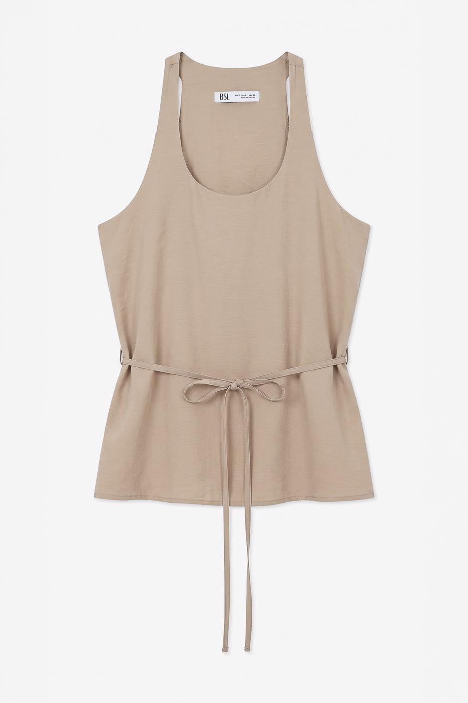 Modal Thick Strapped Blouse Beige