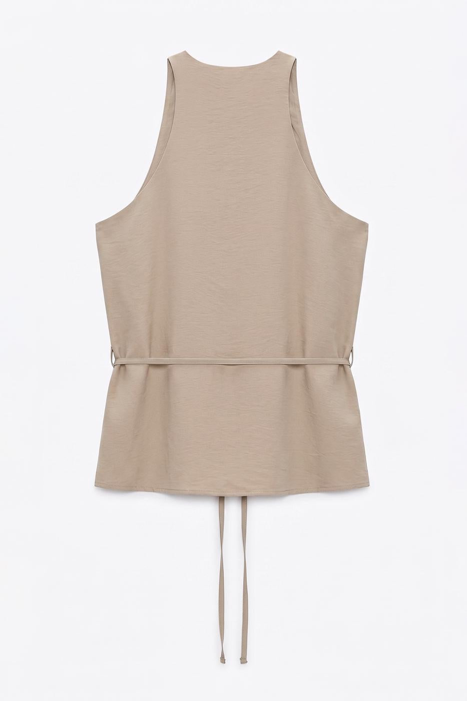 Modal Thick Strapped Blouse Beige