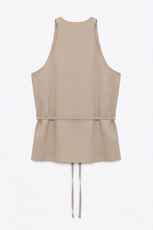 Modal Thick Strapped Blouse Beige