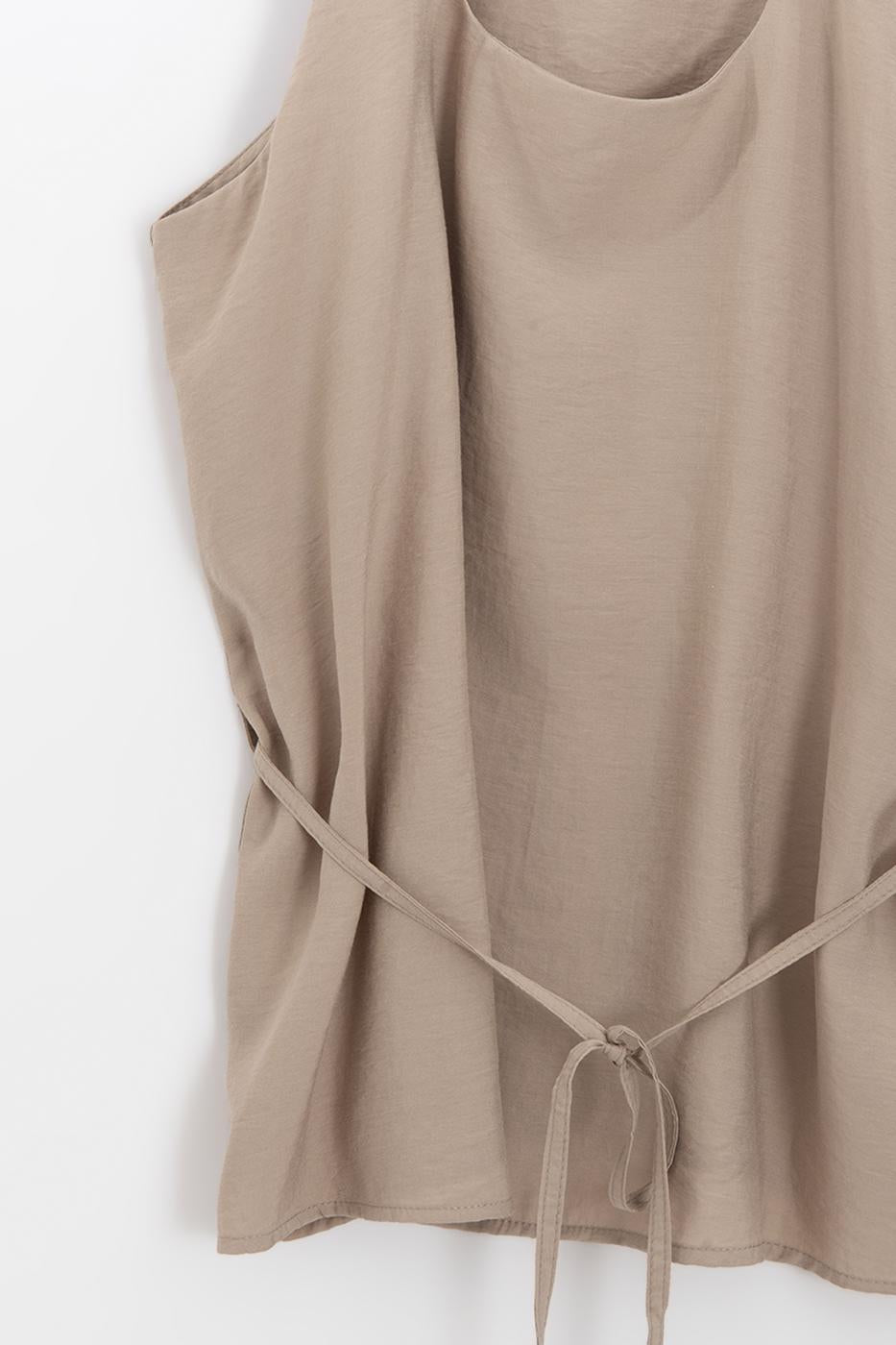Modal Thick Strapped Blouse Beige