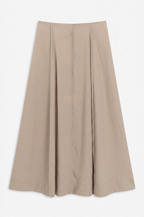 Modal Ruffled Midi Skirt Beige
