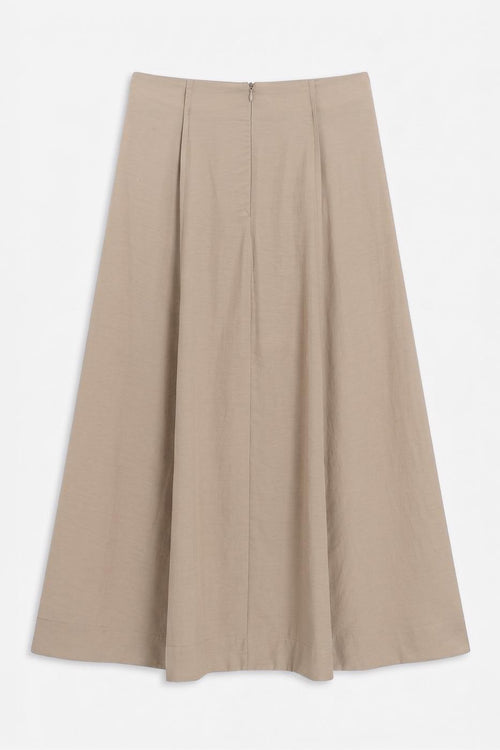 Modal Ruffled Midi Skirt Beige
