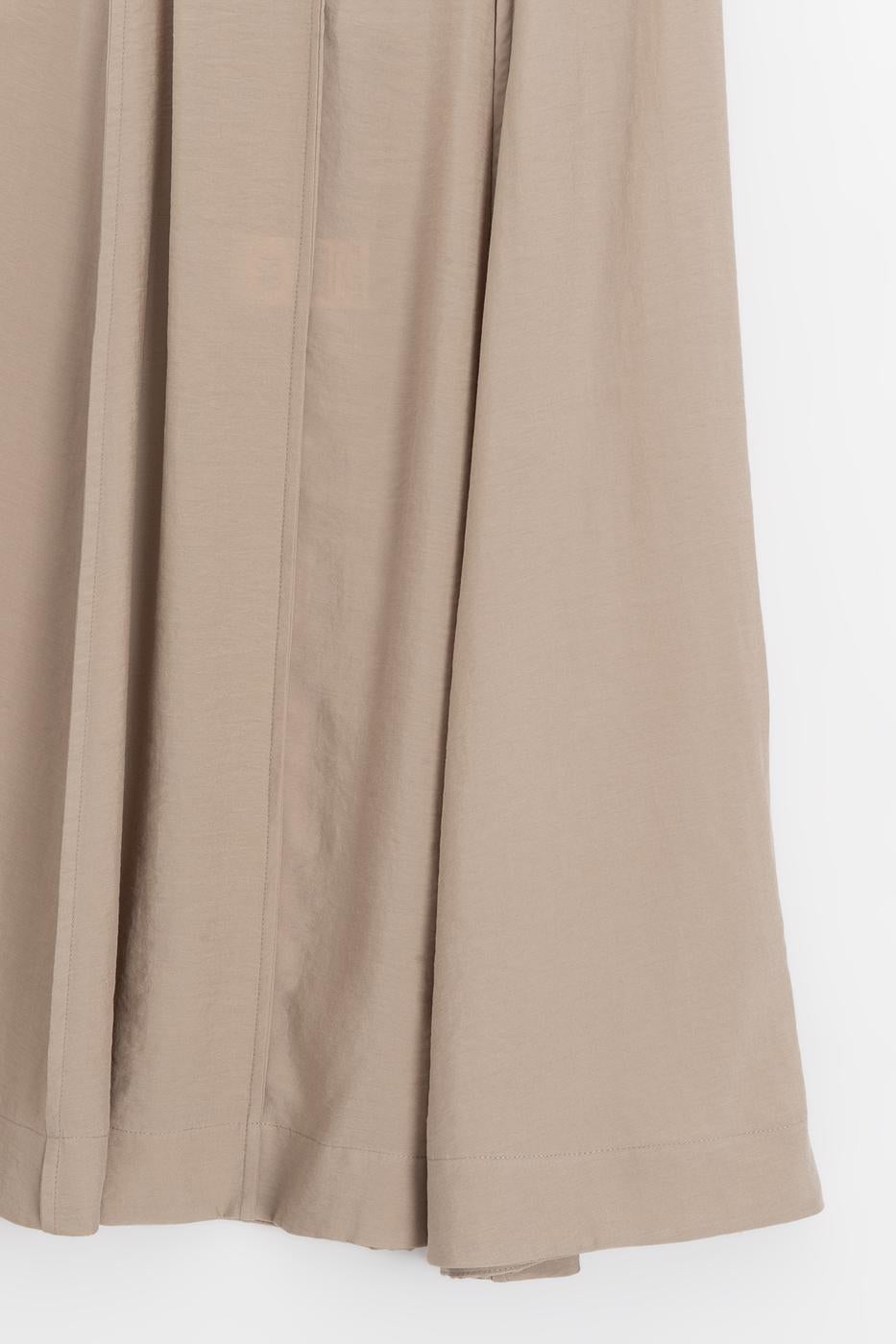 Modal Ruffled Midi Skirt Beige