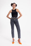 Mom Fit Denim Pants Anthracite