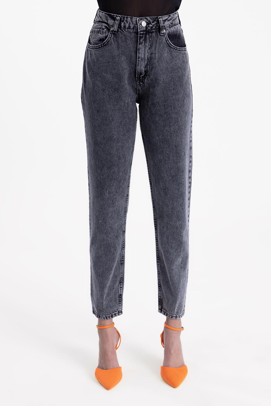 Mom Fit Denim Pants Anthracite