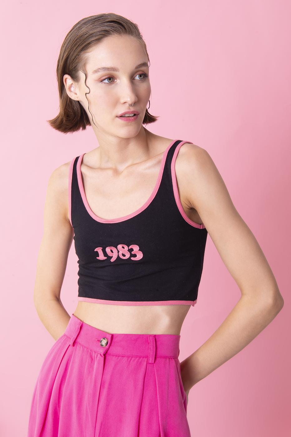 Embroided Cami Top Black