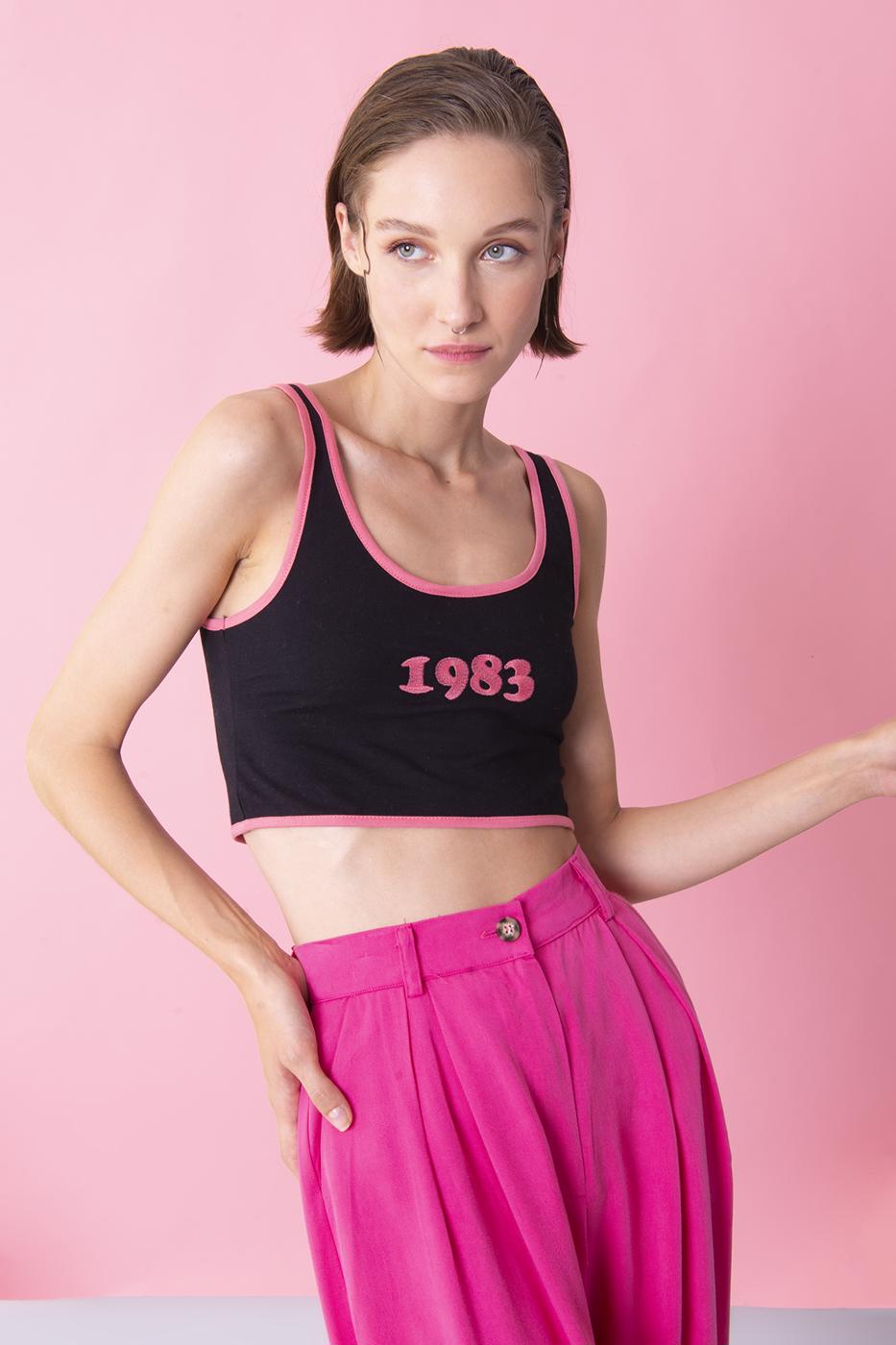 Embroided Cami Top Black