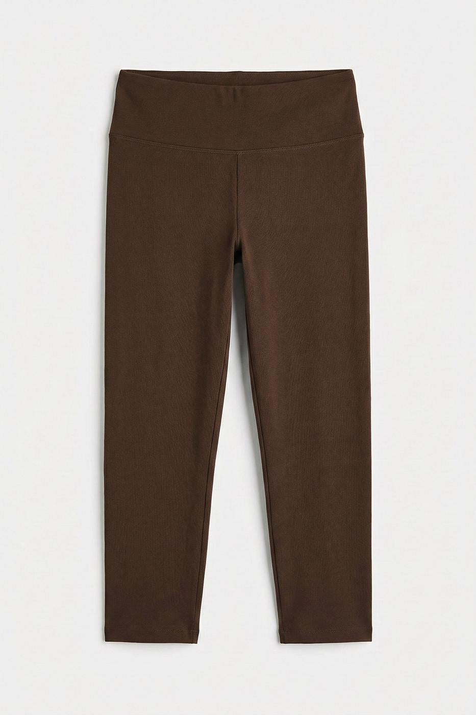 Regular Waist Capri Leggings Brown