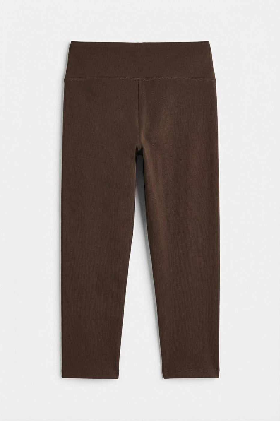 Regular Waist Capri Leggings Brown