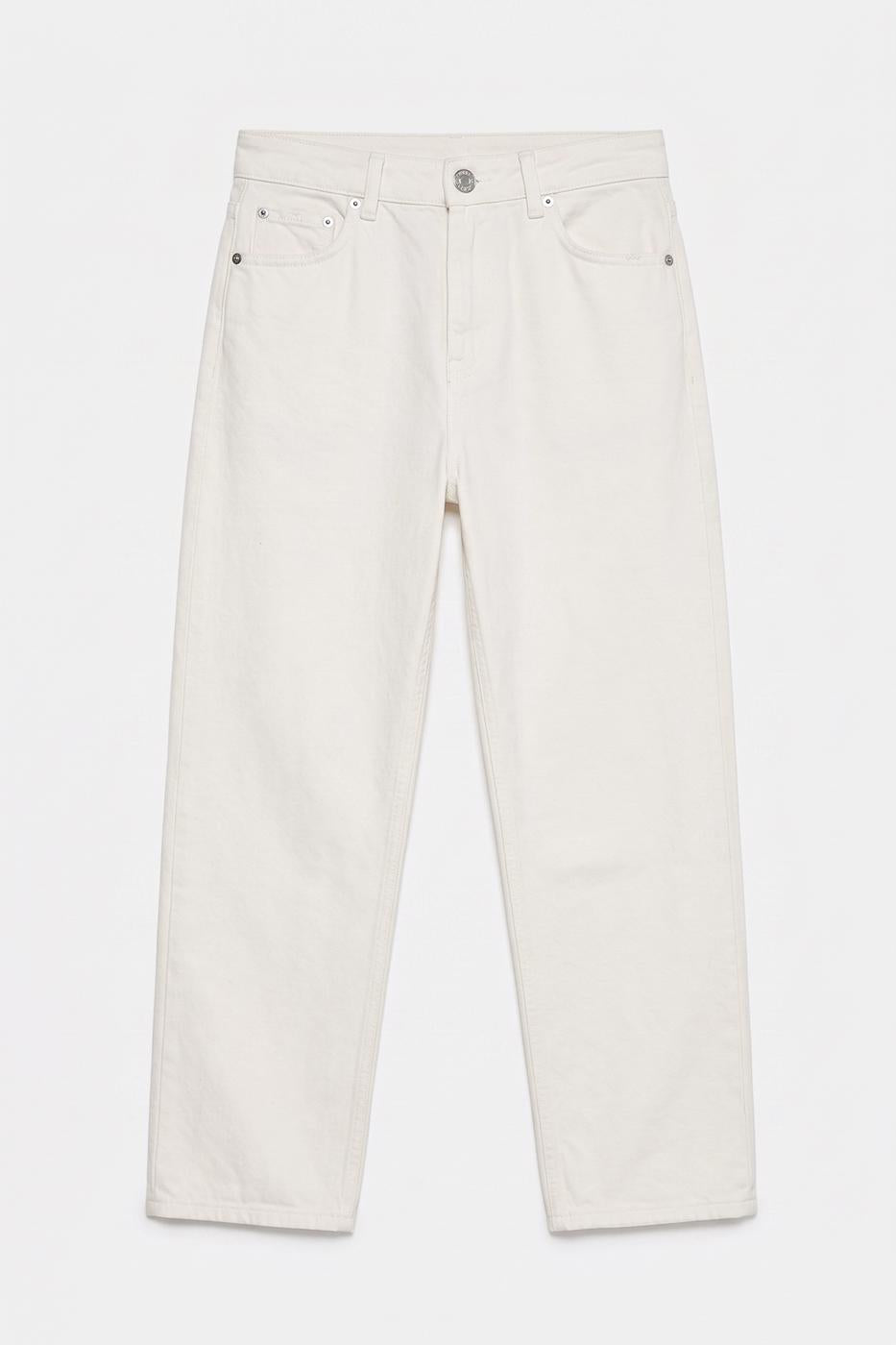 Regular Waist Straight Cut Trousers White