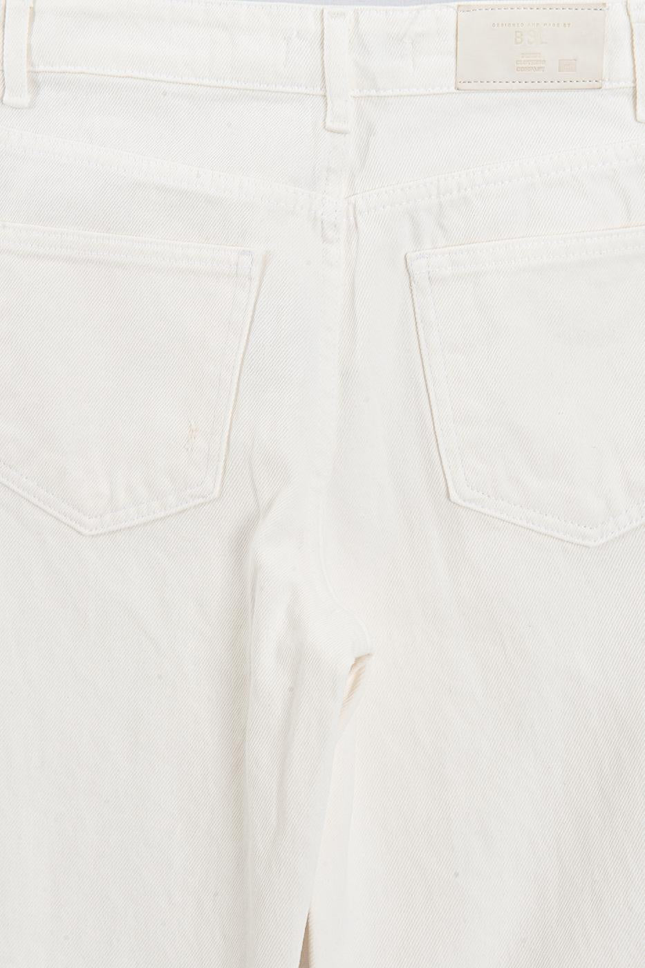 Regular Waist Straight Cut Trousers White