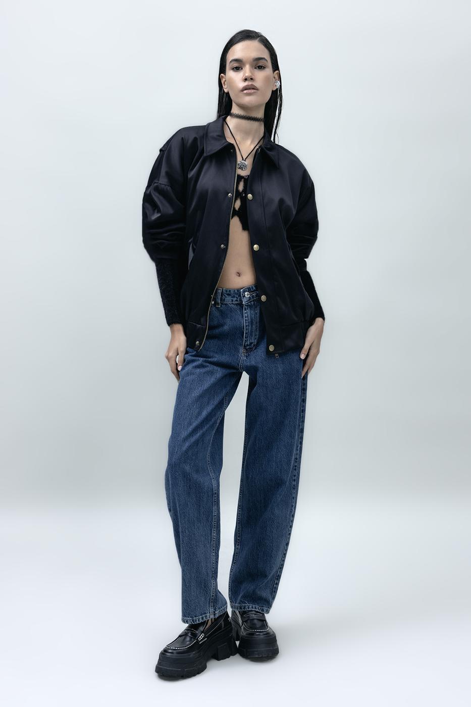 Normal Waist Straight Leg Denim Pants Blue