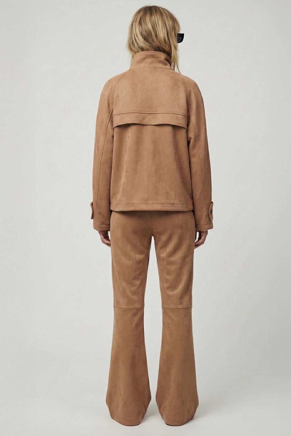Regular Waist Suede Trousers Camel
