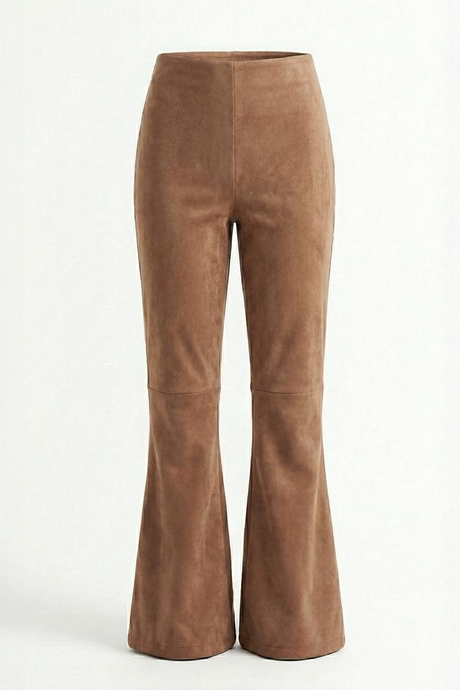 Regular Waist Suede Trousers Camel