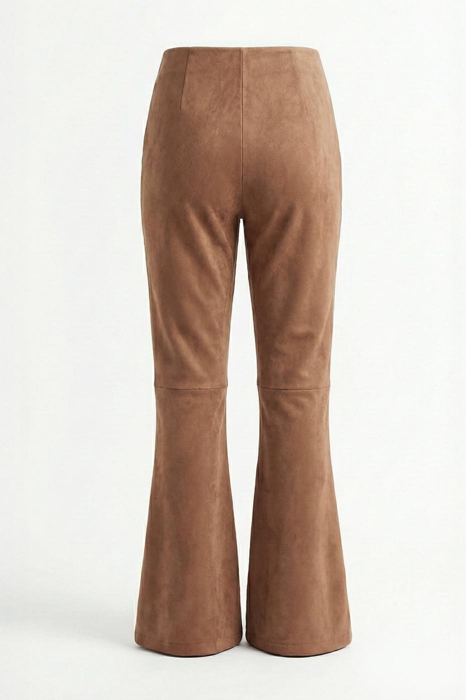 Regular Waist Suede Trousers Camel