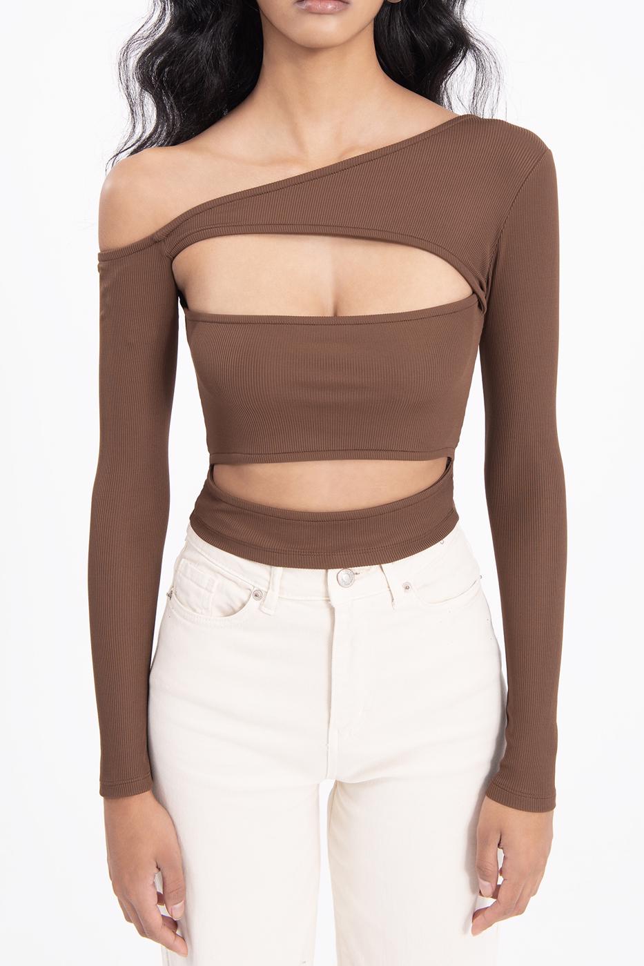 Open shoulder crop top