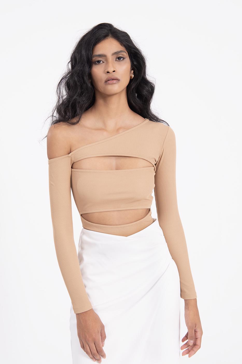 Open shoulder crop top