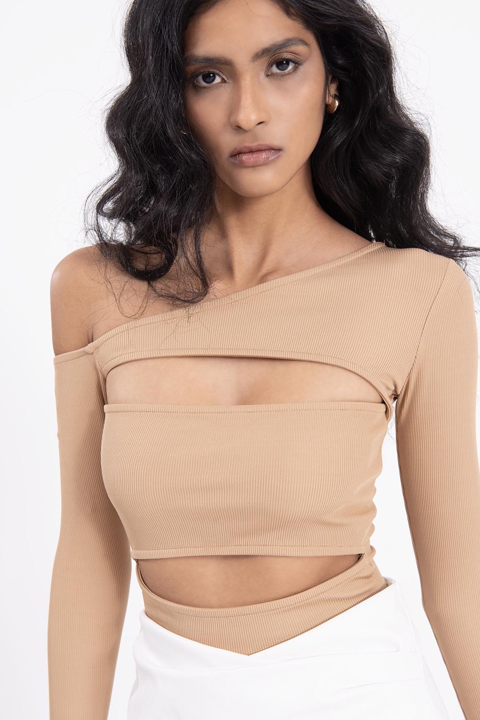 Open shoulder crop top