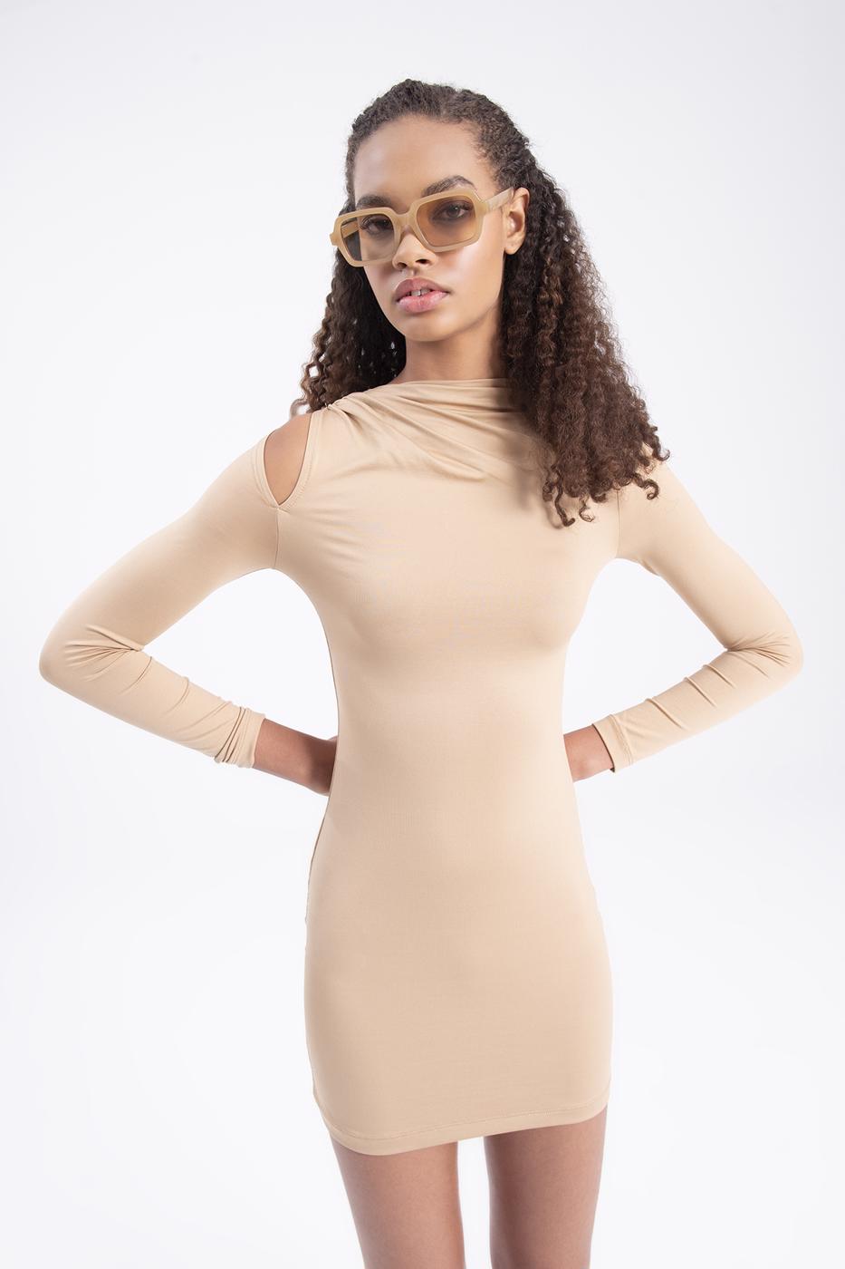 Shoulder cut out mini dress