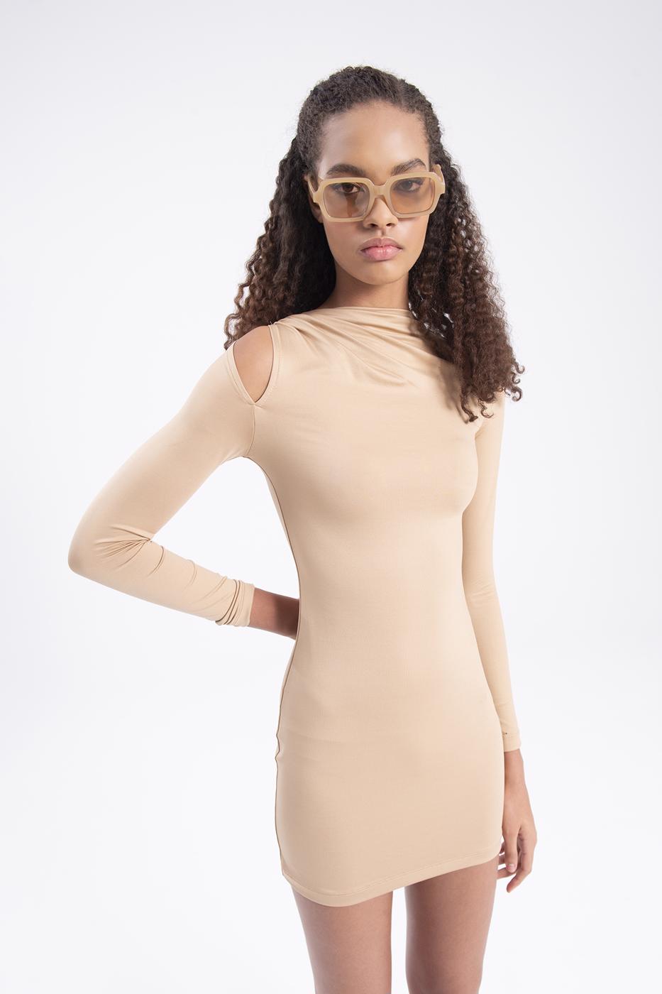 Shoulder cut out mini dress