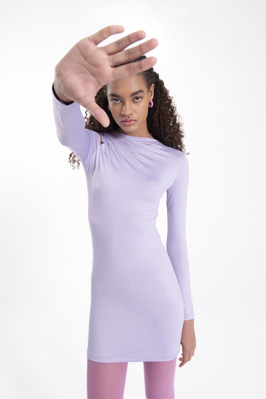 Shoulder cut out mini dress