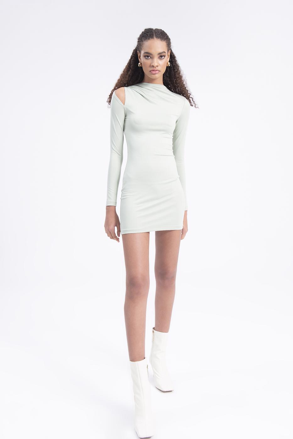 Shoulder cut out mini dress