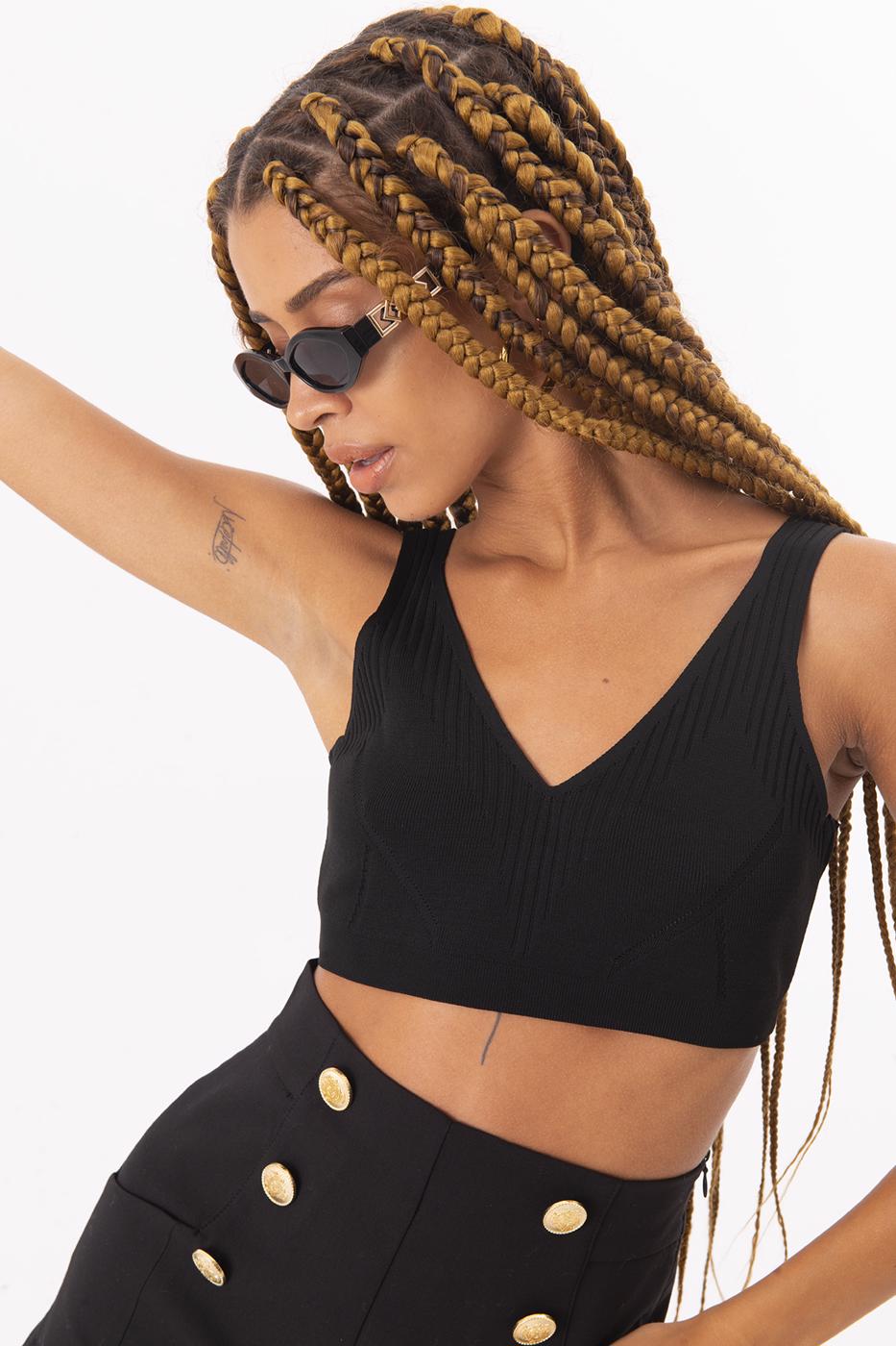Knitted Crop Top Black