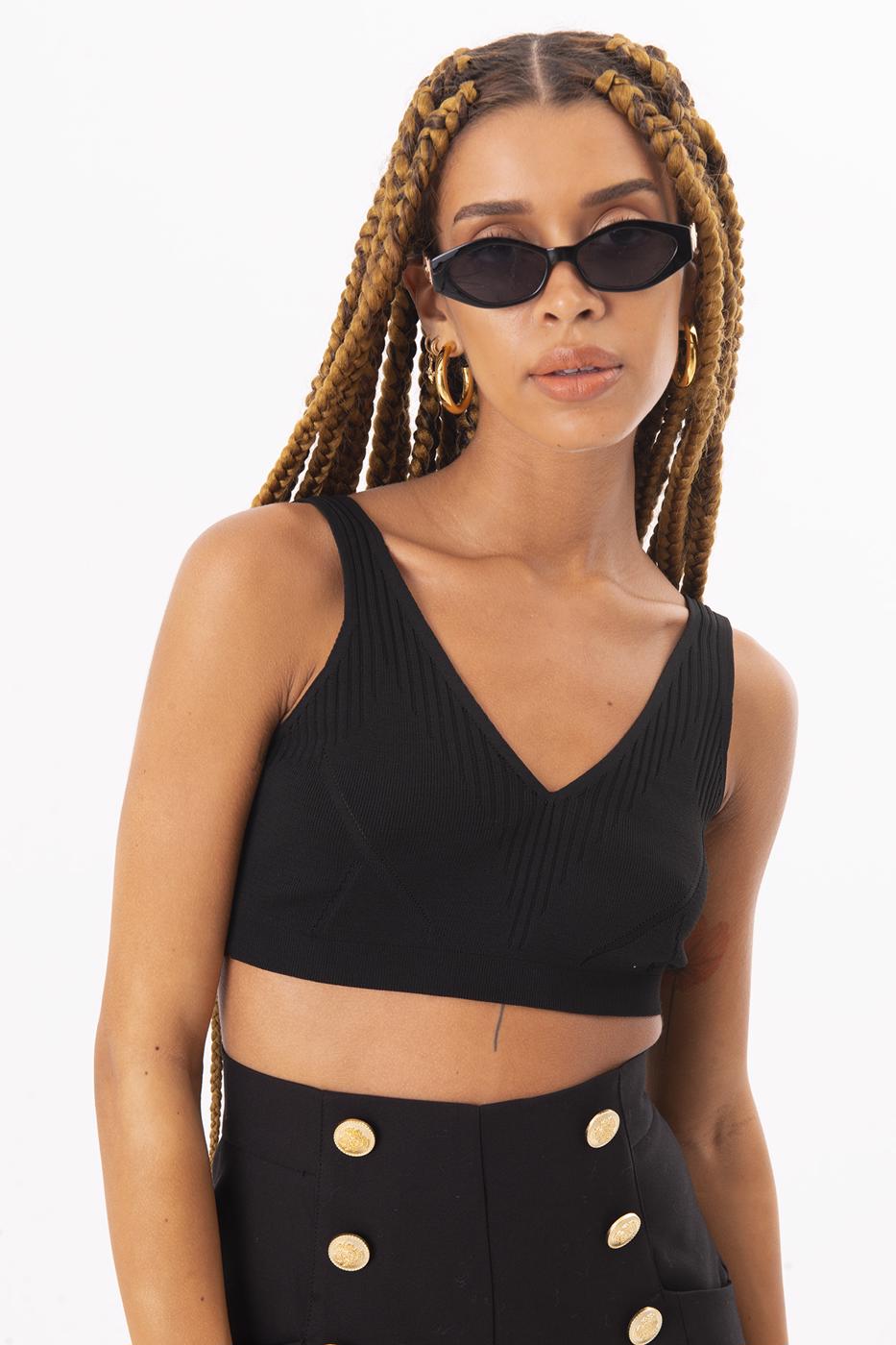 Knitted Crop Top Black