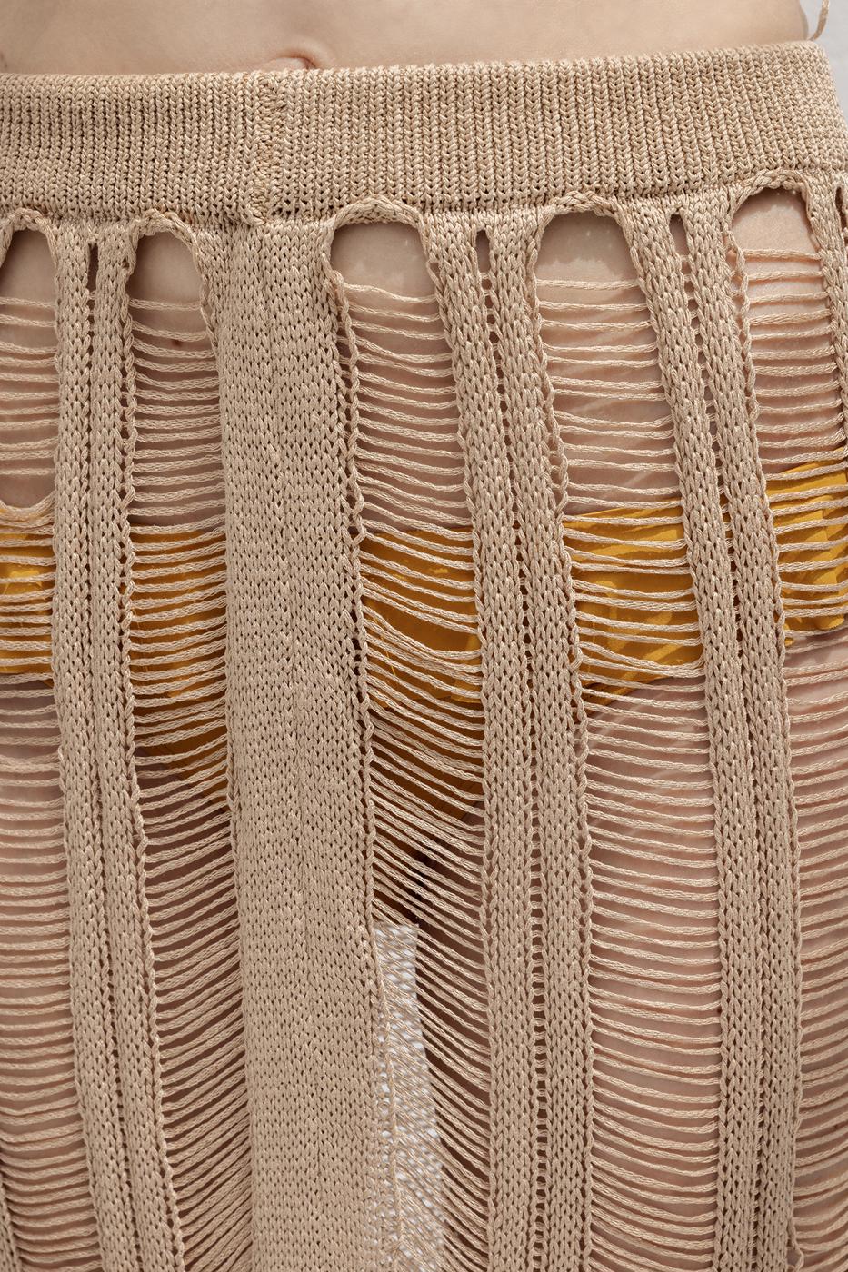 Knitted Mesh Maxi Beach Skirt Beige