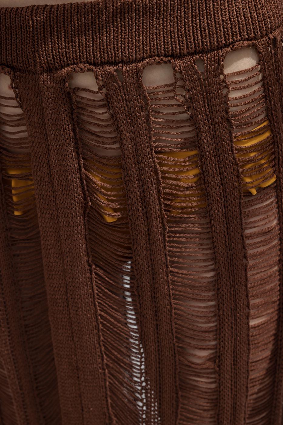 Knitted Mesh Maxi Beach Skirt Brown