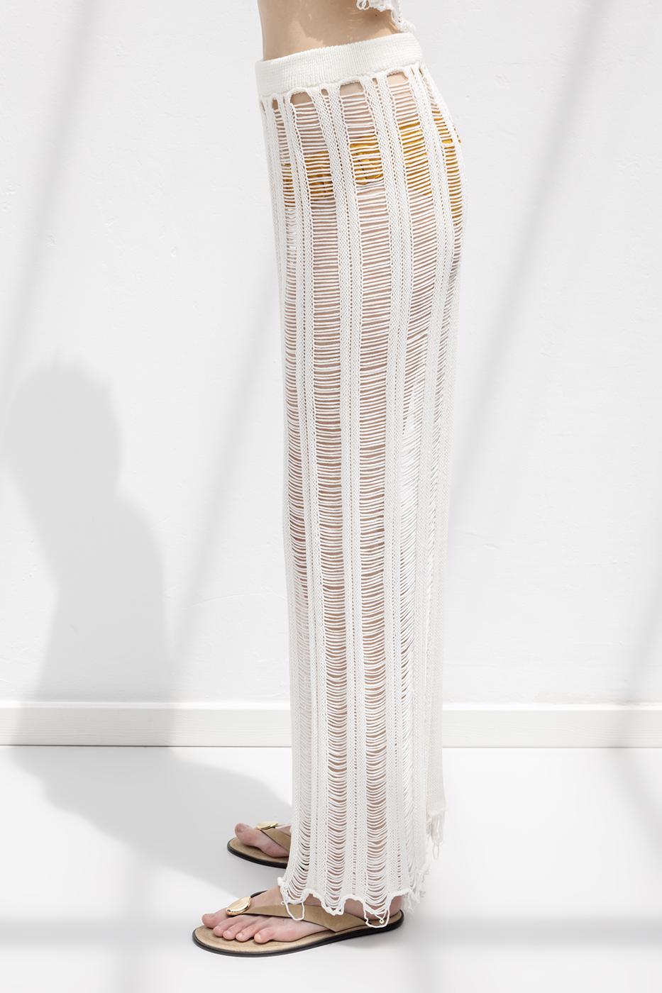 Knitted Mesh Maxi Beach Skirt Off whıte
