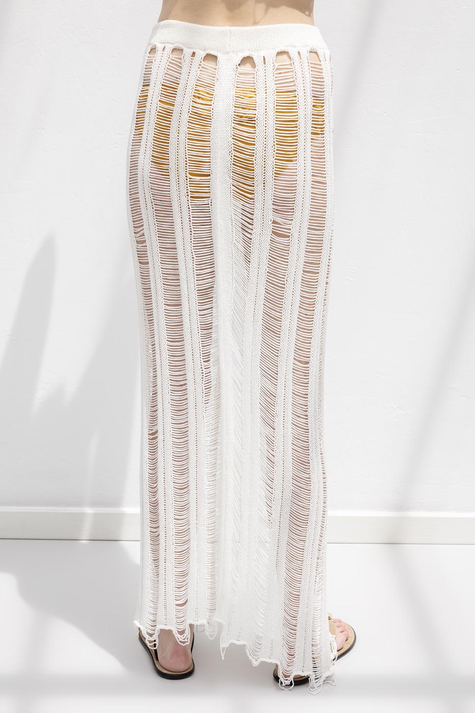 Knitted Mesh Maxi Beach Skirt Off whıte